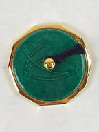 Japanese Shippo Paperweight Decagon Vtg Green Silver Copper Glass Glaze JK572