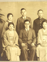 Japanese Showa 1935 Family Portrait Photograph Vtg Kimono Posed Sepia Tone PH21