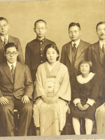 Japanese Showa 1935 Family Portrait Photograph Vtg Kimono Posed Sepia Tone PH21