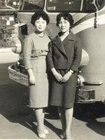 Japanese Showa 1960's Modern Women Bus Travel Photograph Vtg Black White PH236