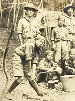 Japanese Showa Boy Scouts Troop Camp Photograph Vtg Scoutmaster Sepia Tone PH159