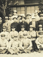 Japanese Showa Boys School Group Photograph Vtg Student Uniform Sepia PH155