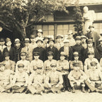 Japanese Showa Boys School Group Photograph Vtg Student Uniform Sepia PH155