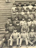 Japanese Showa Boys School Photograph Student Military Uniform Black White PH145
