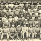 Japanese Showa Boys School Photograph Student Military Uniform Black White PH145
