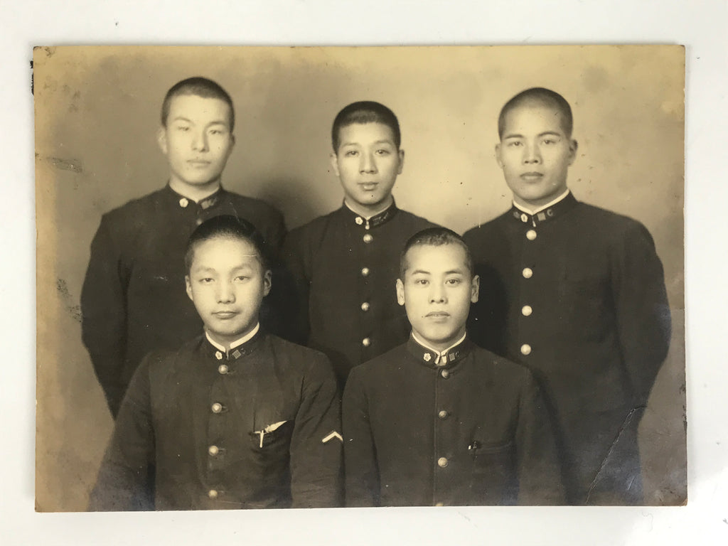 Japanese Showa C1942 Young Men Soldier Photograph Vtg Military Black White PH166