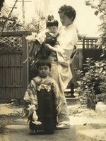 Japanese Showa Children's Day Family Photograph Kimono Hakama Black White PH231