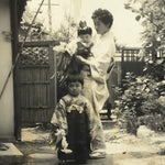 Japanese Showa Children's Day Family Photograph Kimono Hakama Black White PH231