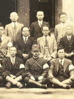 Japanese Showa China Group Travel Photograph Vtg Hsinking Building Sepia PH139