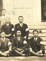 Japanese Showa China Group Travel Photograph Vtg Hsinking Building Sepia PH139