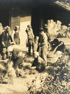 Japanese Showa Community Rice Processing Group Photograph Daily Life Sepia PH81
