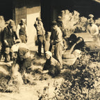 Japanese Showa Community Rice Processing Group Photograph Daily Life Sepia PH81