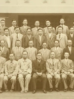 Japanese Showa Company Staff Group Photograph Vtg Building Suit Sepia Tone PH150