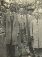 Japanese Showa Company Staff Group Photograph Vtg Suits Kimono Sepia Tone PH266