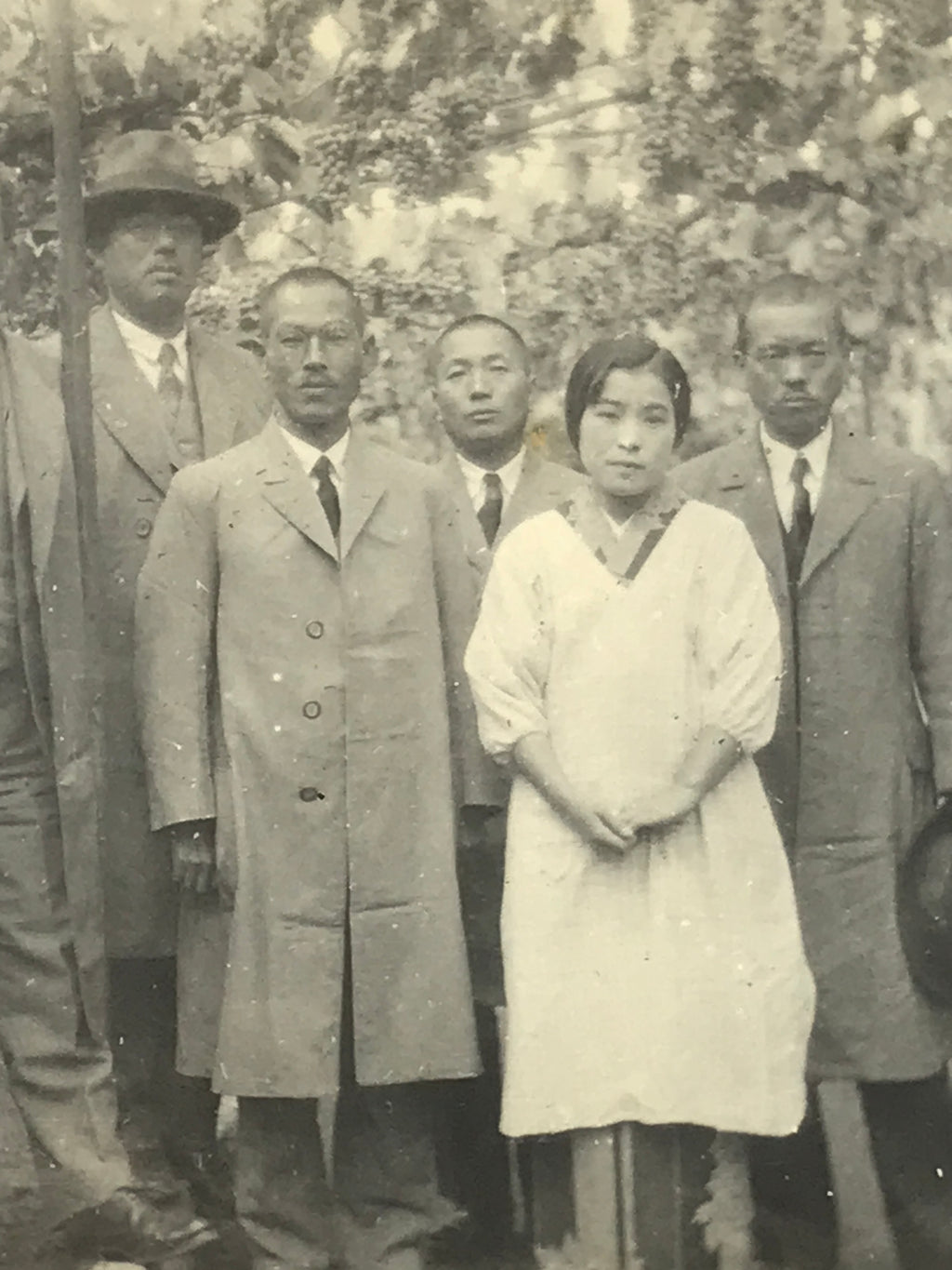 Japanese Showa Company Staff Group Photograph Vtg Suits Kimono Sepia Tone PH266