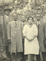 Japanese Showa Company Staff Group Photograph Vtg Suits Kimono Sepia Tone PH266