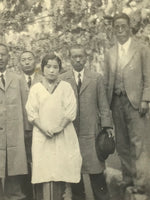 Japanese Showa Company Staff Group Photograph Vtg Suits Kimono Sepia Tone PH266