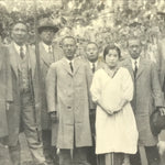 Japanese Showa Company Staff Group Photograph Vtg Suits Kimono Sepia Tone PH266