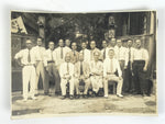 Japanese Showa Company Staff Group Photograph Vtg Suits Yukata Sepia Tone PH149