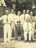 Japanese Showa Company Staff Group Photograph Vtg Suits Yukata Sepia Tone PH149