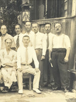 Japanese Showa Company Staff Group Photograph Vtg Suits Yukata Sepia Tone PH149