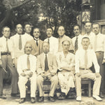 Japanese Showa Company Staff Group Photograph Vtg Suits Yukata Sepia Tone PH149