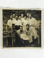Japanese Showa Company Staff Group Photograph Vtg Yukata Sepia Tone PH281