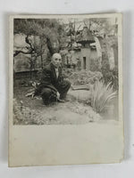 Japanese Showa Elderly Man Photograph Vtg Traditional Garden Black White PH240
