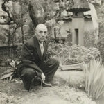 Japanese Showa Elderly Man Photograph Vtg Traditional Garden Black White PH240