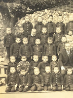 Japanese Showa Elementary School Class Photograph Student Uniform Sepia PH131