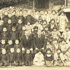 Japanese Showa Elementary School Class Photograph Student Uniform Sepia PH131