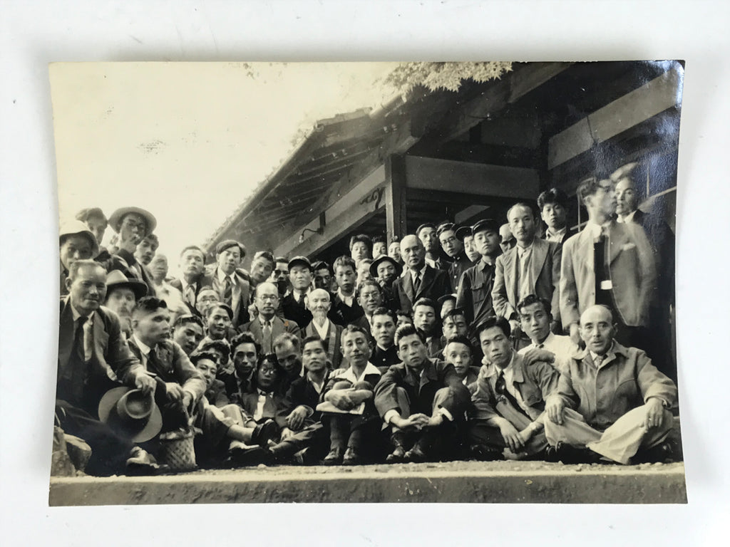 Japanese Showa Era Group Photograph Vtg Daily Life Men Suits Black White PH99
