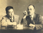 Japanese Showa Era Smoking Men Posed Portrait Photograph Vtg Sepia Tone PH242