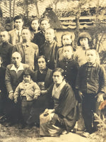 Japanese Showa Family Photograph Vtg Group Daily Life Kimono Sepia Tone PH100