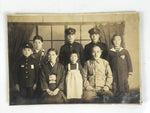 Japanese Showa Family Posed Portrait Photograph Vtg Kimono Uniform Sepia PH110