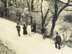 Japanese Showa Family Stroll Photograph Vtg Daily Life Street Black White PH262