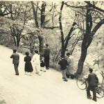 Japanese Showa Family Stroll Photograph Vtg Daily Life Street Black White PH262