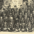 Japanese Showa Fire Department Group Photograph Firefighter Black White PH162