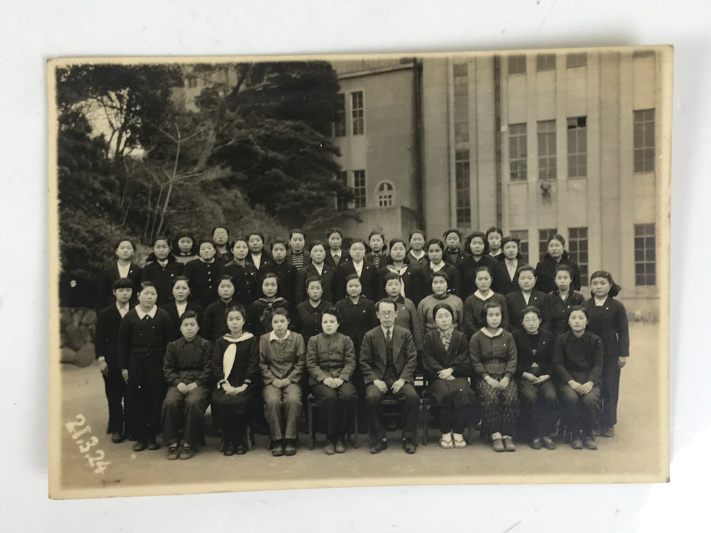 Japanese Showa Girl High School Class Photograph Group Student Black White PH169