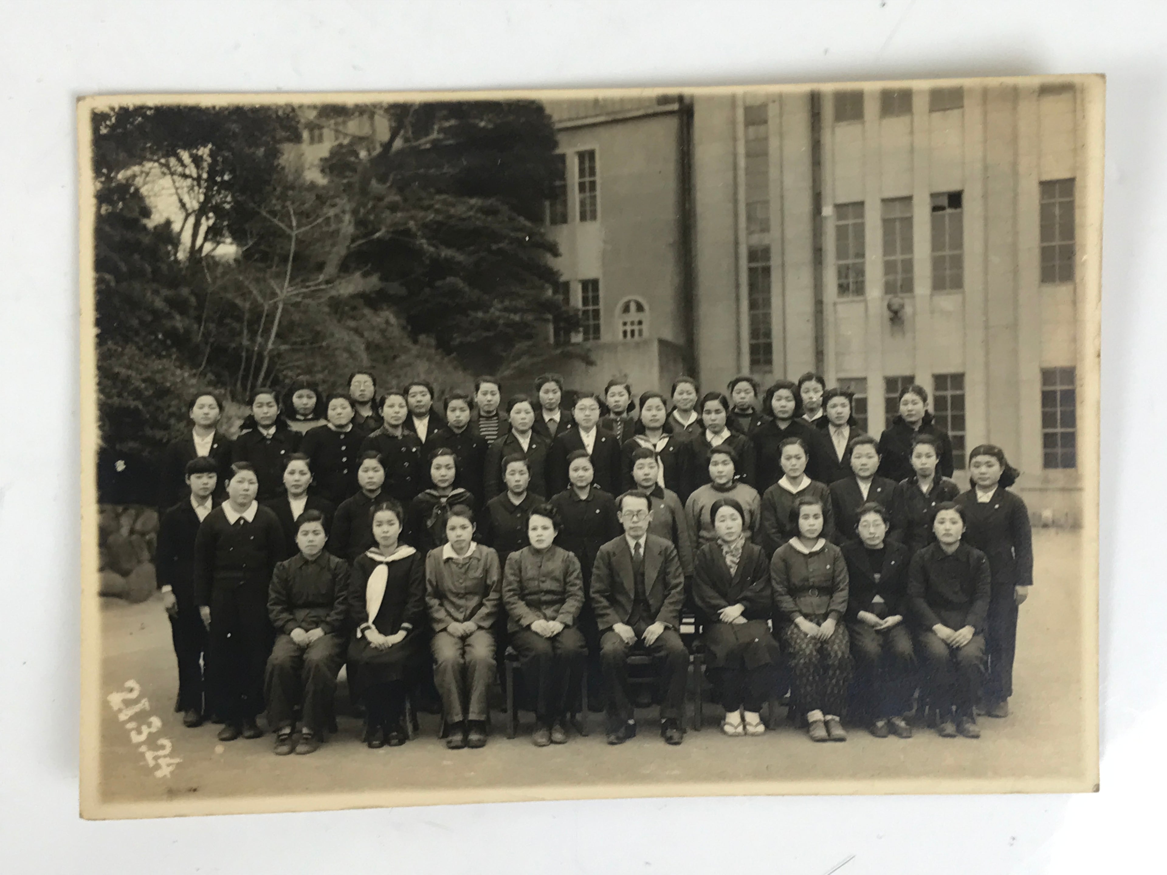 Japanese Showa Girl High School Class Photograph Group Student Black White PH169