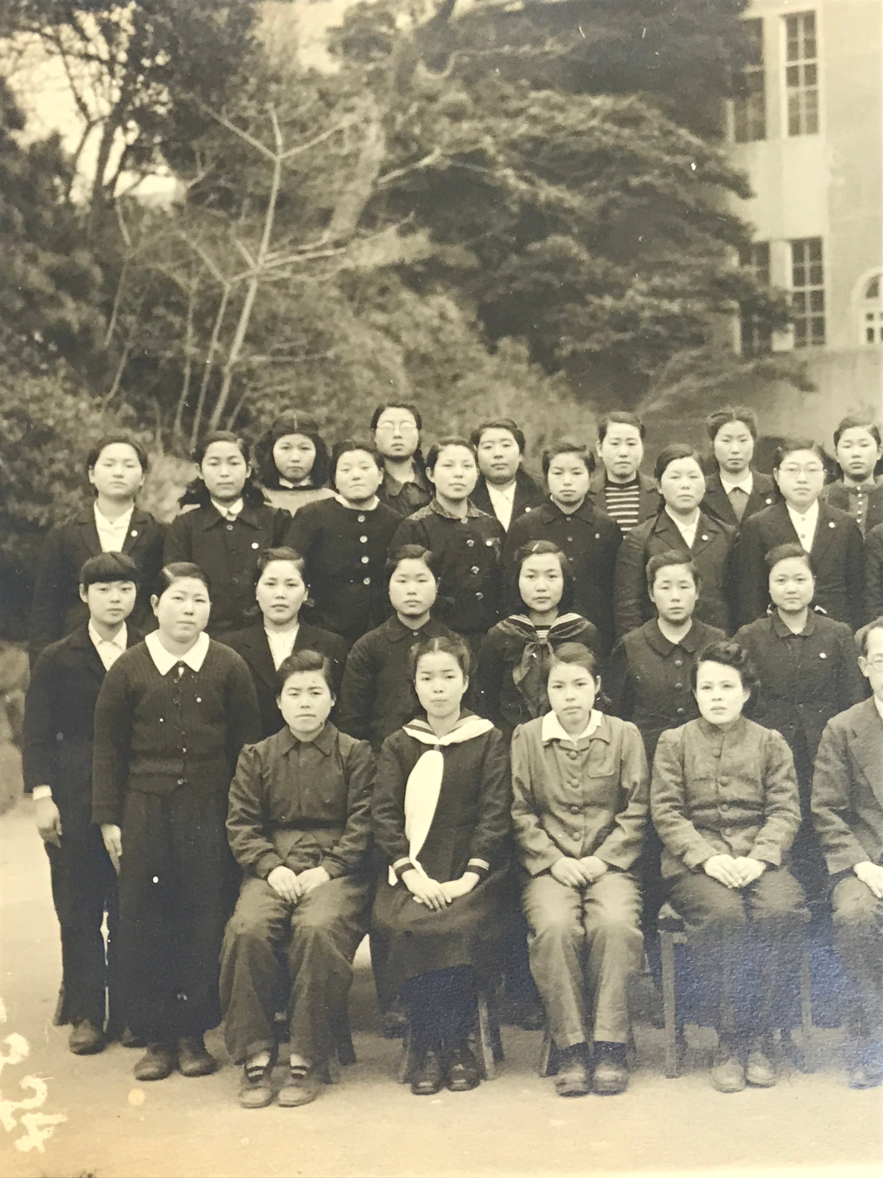 Japanese Showa Girl High School Class Photograph Group Student Black White PH169