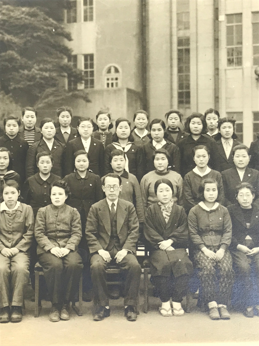 Japanese Showa Girl High School Class Photograph Group Student Black White PH169