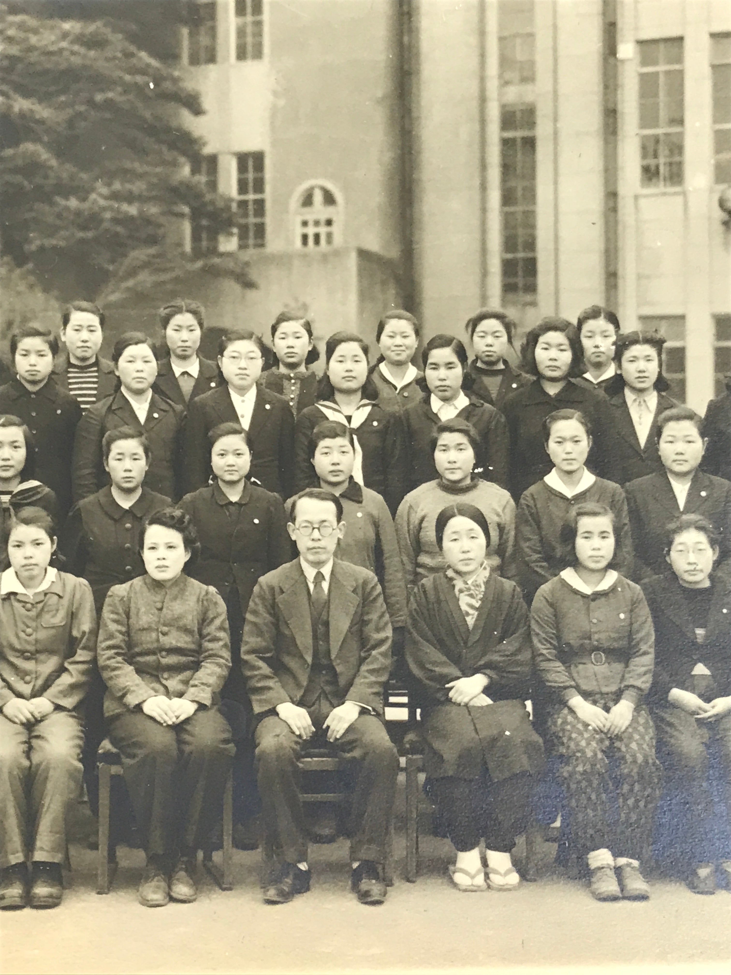 Japanese Showa Girl High School Class Photograph Group Student Black White PH169