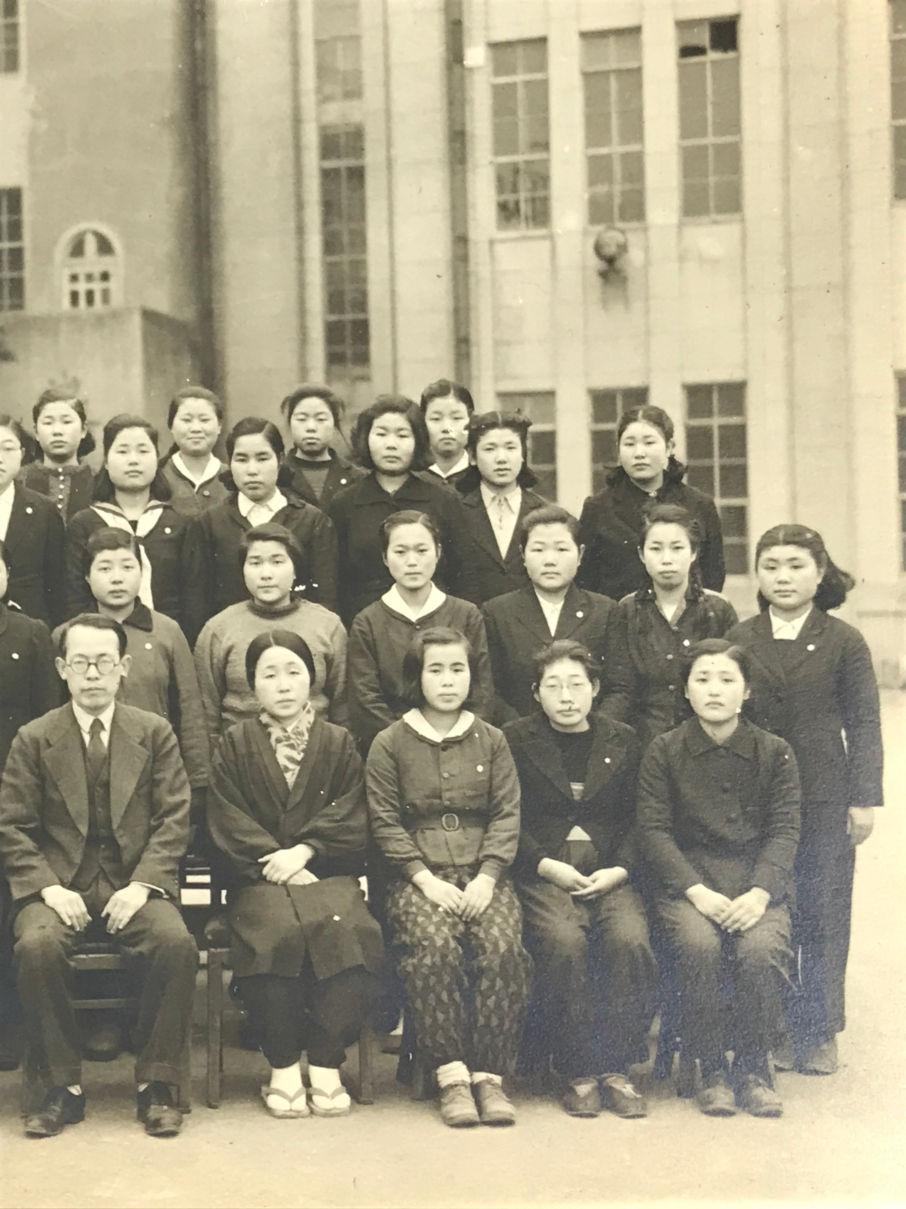 Japanese Showa Girl High School Class Photograph Group Student Black White PH169