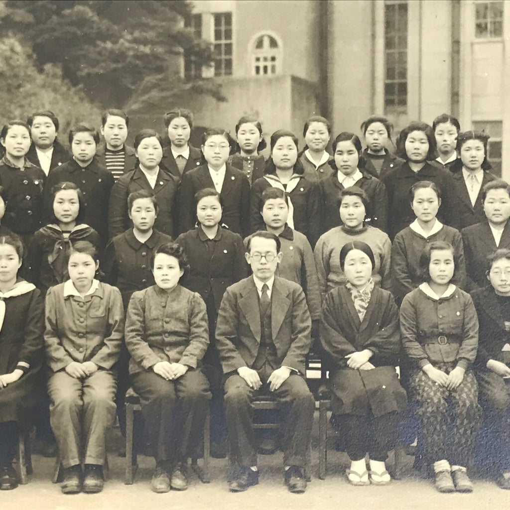 Japanese Showa Girl High School Class Photograph Group Student Black White PH169