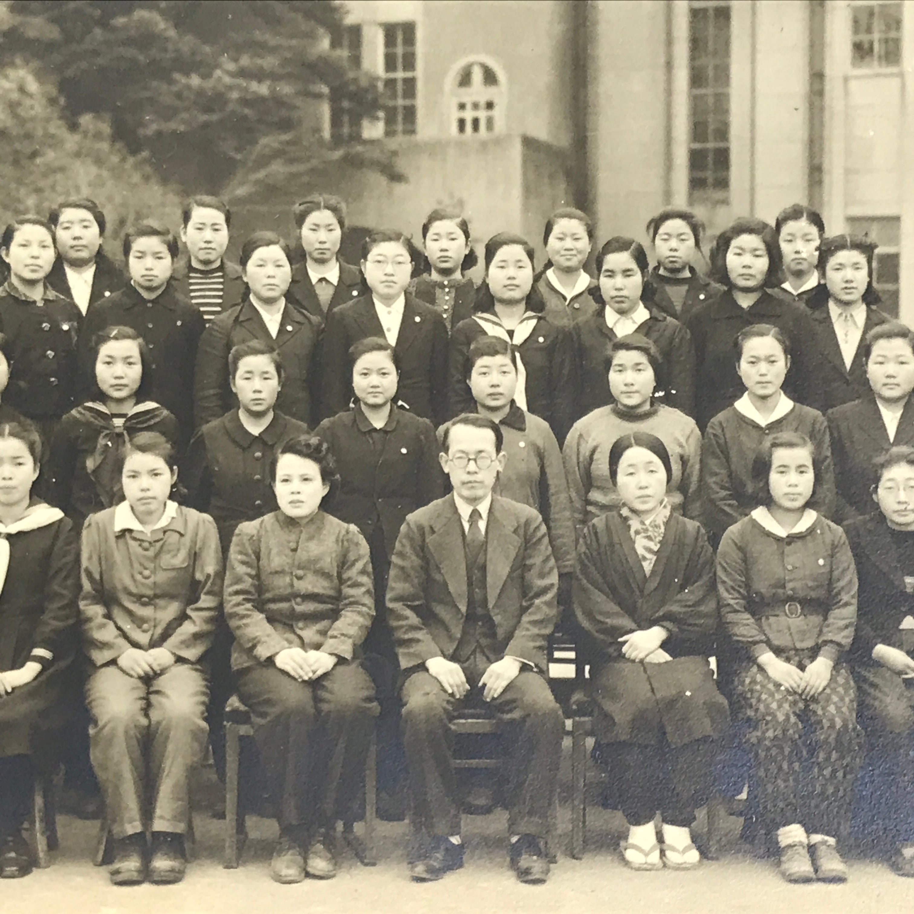 Japanese Showa Girl High School Class Photograph Group Student Black White PH169