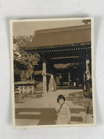 Japanese Showa Girl Portrait Photograph Vtg Daily Life Shrine Sepia Tone PH270