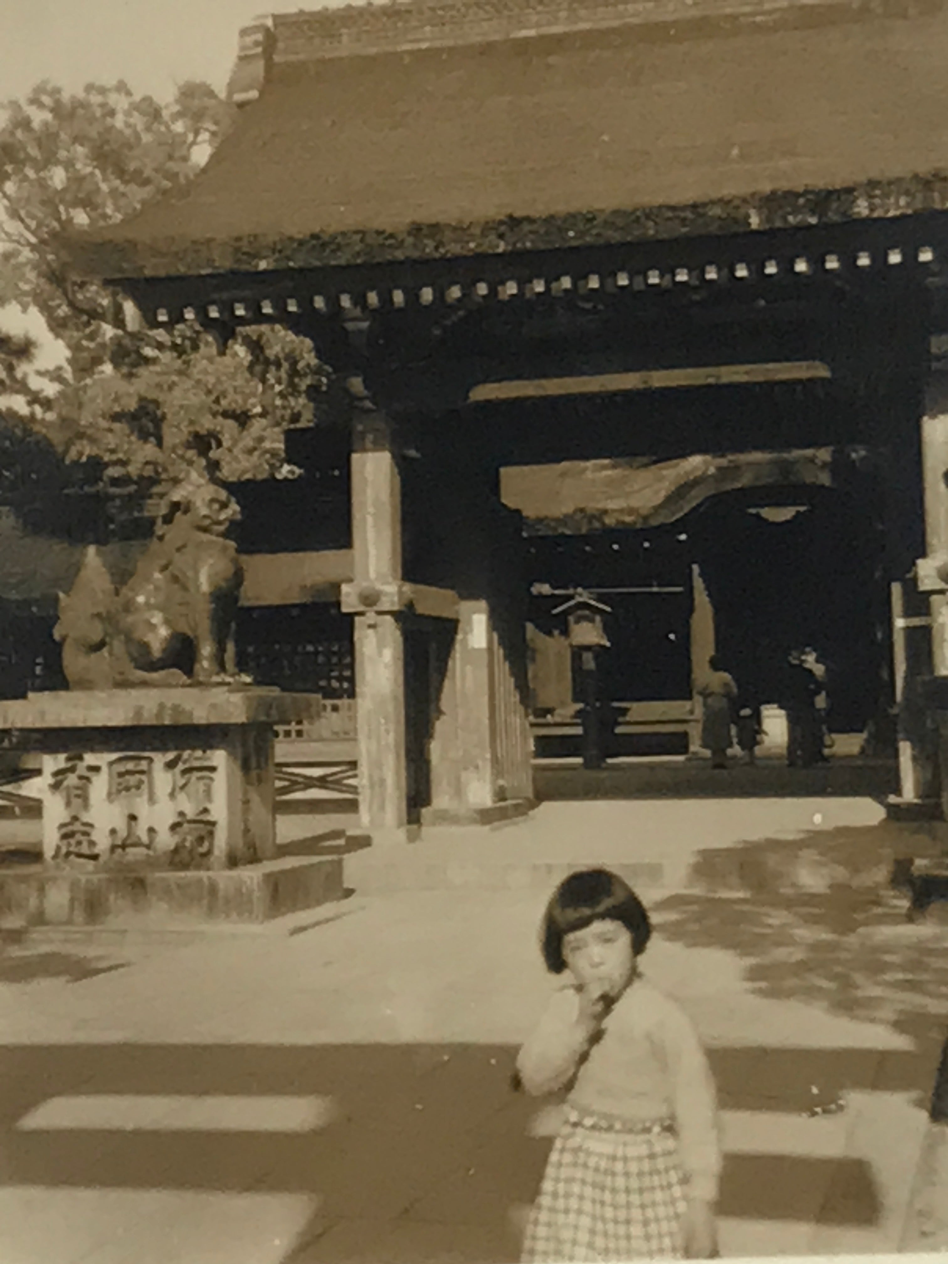 Japanese Showa Girl Portrait Photograph Vtg Daily Life Shrine Sepia Tone PH270