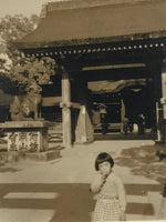 Japanese Showa Girl Portrait Photograph Vtg Daily Life Shrine Sepia Tone PH270