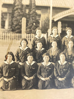 Japanese Showa Girls' School Class Photograph Group Student Uniform Sepia PH62